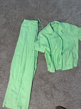 a new day Neon Lime Button-Up Top